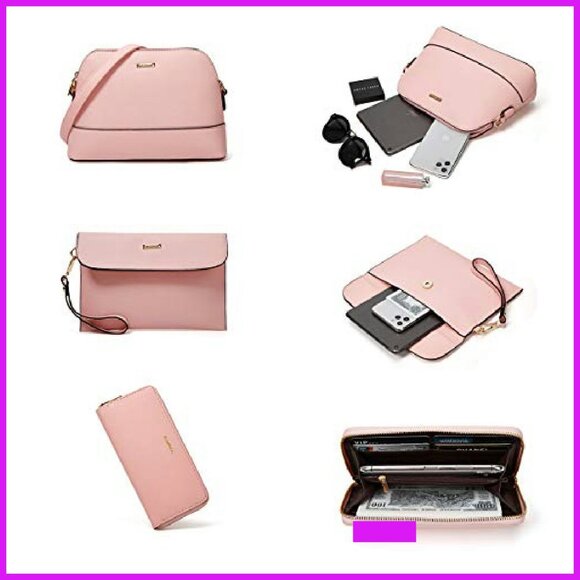 Synthetic Leather Satchel Tote Set 4pc Elegant Minimal Chic Everyday Carry - Picture 6 of 8